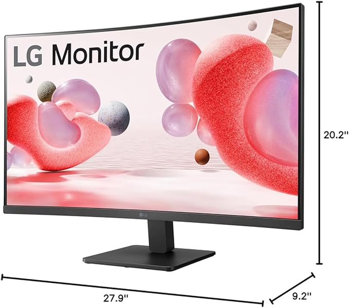 LG 32 inch Curved Monitor FHD VA Display 100Hz 5ms AMD FreeSync Dynamic Action Sync Black Stabilizer Reader Mode Flicker Safe Auto Input Switch OnScreen Control with 5ave HDMI4 Cable