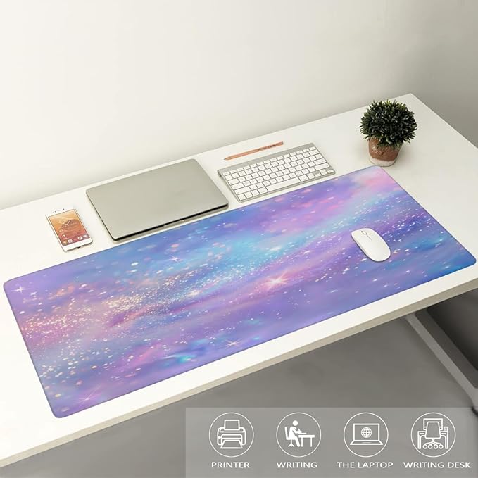 Purple Blue Galaxy Cloud Large Mouse Pad Gaming Mousepad Desk Mat for Desktop Computer Keyboard Waterproof Mouse Mat Desk Pad with Non-Slip Base for Game School Office Home 35.4 x 15.7