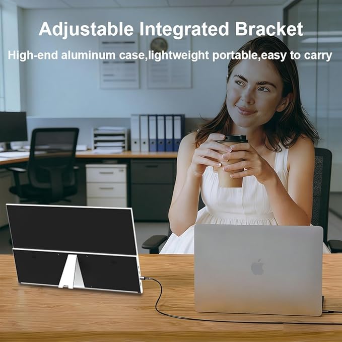 Portable Monitor IPS Small HDMI Display Dual USB-C Low Power External Screen for Laptop PC Mac Switch Rasp Pi Xbox (15.6 IPS 1080P)