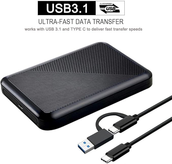 500GB Ultra Slim Portable External Hard Drive USB 3.1 Type C HDD Storage for PC Mac Laptop PS4 Xbox one