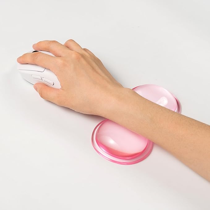 Ergonomic Silicone Gel Keyboard and Mouse Wrist Rest Set – Clear Wrist Rest for Keyboard 60%/68%/75% Comfort &amp Support for Typing and Gaming (Light Pink)