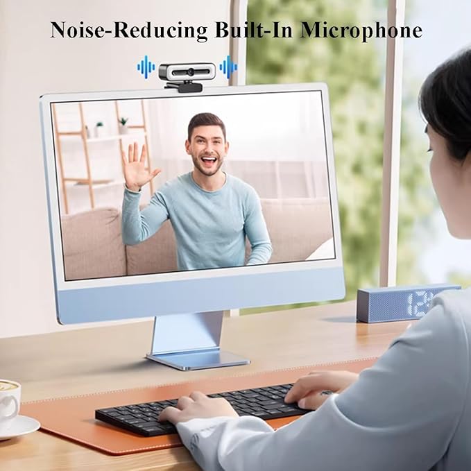 GIZNXBA Webcam with Microphone &amp Privacy Cover for PC/Laptop USB Computer Camera Plug &amp Play with Auto Light Correction Wide Field of View for Video Calls Live Streaming(1080P)