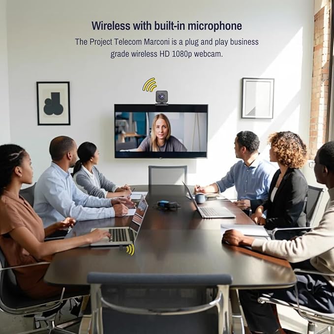 Project Telecom 1080p Wireless Webcam with Microphone – USB PC Camera for Laptop &amp Desktop Full HD Streaming Web Camera for Video Calls Zoom Remote Meetings – Plug &amp Play USB Web Cam