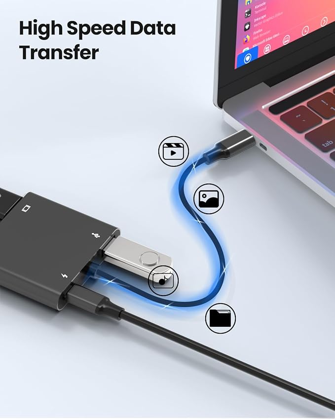 USB C to Dual HDTV Adapter Fophmo 4K@60Hz HDTV Splitter Extend Display for Dual Monitors macOS Only Allows Mirror Mode Windows Allows Multi-Monitor Display 3 Separate Screens for 100W PDUSB-A Port