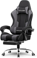 GTPLAYER Gaming Chair Computer Chair with Footrest and Lumbar Support Height Adjustable Game Chair with 360°-Swivel Seat and Headrest and for Office or Gaming (Darkgray Fabric)