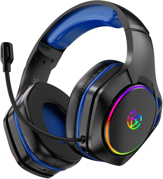 Wireless Gaming Headset for Ps5 Ps4 Pc with 7.1 Surround Sound 360° Adjustable Microphone 40H+ Battery 2.4GHz USB &amp Type-C – Compatible with Switch Laptop Mac Mobile Phone