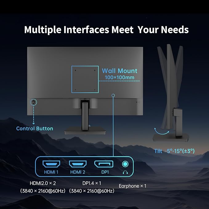 KTC 27 Inch 4K UHD(3840 * 2160) Computer Monitor - IPS Monitor 60hz HDR400 Anti-Blue Light Screen DCI-P3 95% 125% sRGB Support FreeSync and GSync PC Monitor for Design Work (Renewed)