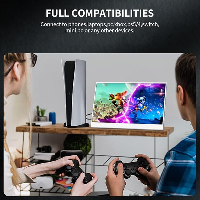 14 Inch Touchscreen Portable MonitorFHD 1080p100% sRGB DisplayBuilt USB-CHDMIMini DPFolding Kickstand Extend Second Screen for Laptop/PC/Phone/Game Console