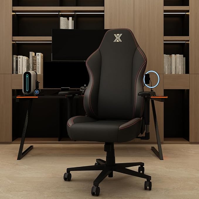 PC Gaming Chair Ergonomic Office Chair Desk Chair with Lumbar Support Flip Up Arms Headrest PU Leather Executive High Back Computer Chair for Adults Women Men (PU Black)