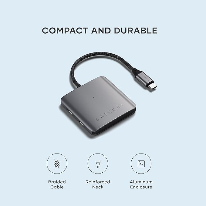 Satechi USB-C Hub: 4-in-1 with 100W Pass-Through &amp 10Gbps USB 3.2 for MacBook iPad Surface Chromebook &amp More