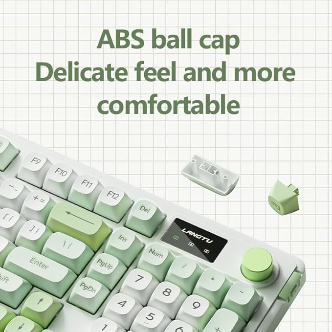 L98 96% Membrane KeyboardTri-Mode Connectivity RGB BacklightsRotary Knob+ScreenGasket MountedSa Profile Keycaps98 Keys Software Programmable Gaming Keyboard for MAC/Win (Green)