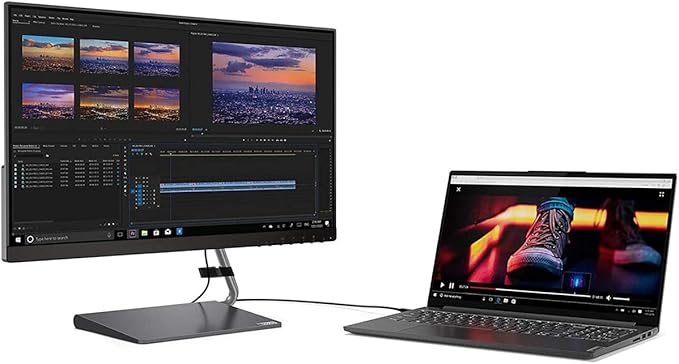 Lenovo Q24h-10 23.8-inch QHD (2560 x 1440) USB-C LCD Monitor LED Backlit AMD FreeSync 75Hz 4ms 99% sRGB Speakers Low Blue Light
