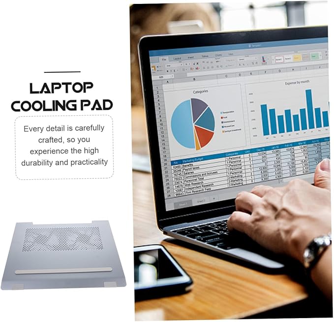 Homoyoyo Aluminum Alloy Laptop Cooler Stand with USB Fan Ventilated Support to 17.3 Inch Notebooks Quiet Gaming Laptop Cooling Pad in Gray for Home and Office Use