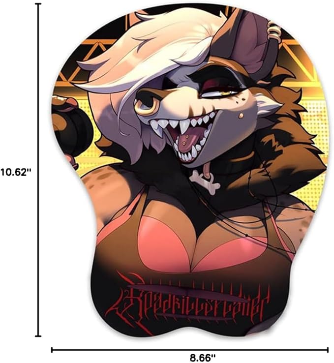 Oppai Mousepad 3D Mouse Pad Anime Manga Breast Gaming Wrist Rest Boob pad Anti-Slip Mouse Mat (Hyena)