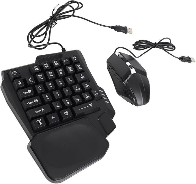 ZJchao RGB Backlit Keyboard Mouse Combo Single Hand Gaming Kit with Phone Stand Fast Charging for iOS