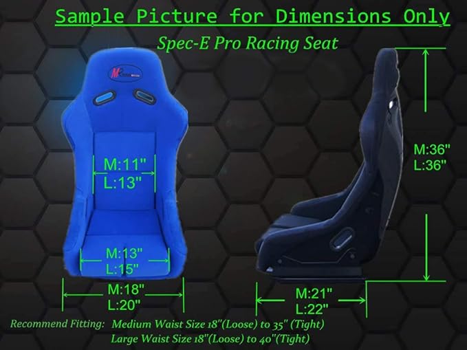 (A Pair) Large Size Single Comfortable Fabric Simulator Cockpit Gaming Chair Racing Seat (Black-Single Large)