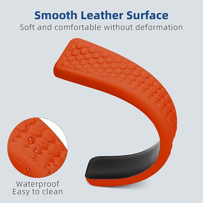 Keyboard Mouse Wrist Rest Pad Comfort Memory Foam Wrist Rest with Non-Slip Silicone Base Leather Surface Ergonomic Keyboard Mouse Wrist Support for Typing Pain Relief (Hermes Orange)