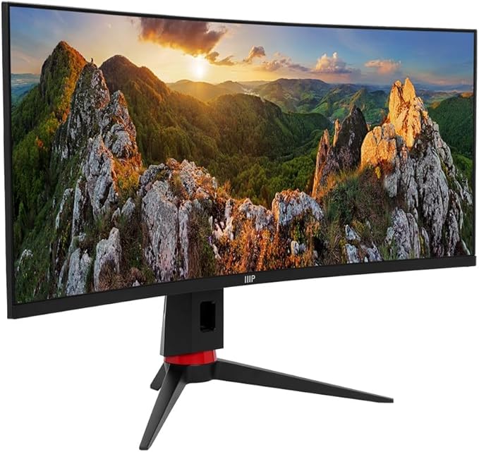 CrystalPro by Monoprice 34 Curved 1000R Ultrawide 1440P Monitor 3440 x 1440P @ 165 Hz 2ms (OD) VA Panel with USB Type‑C PD 65W and Height‑Adjustable Stand for Business &amp Gaming