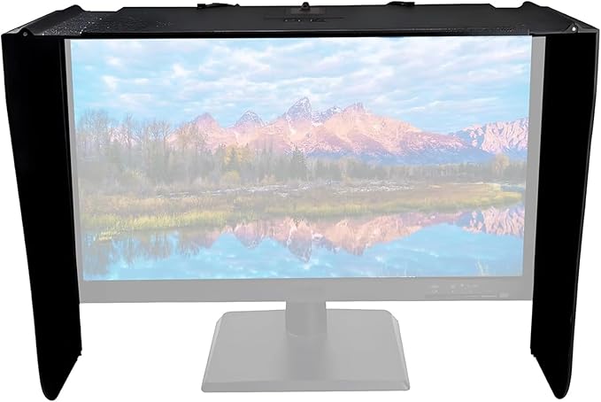 Monitor Hood Sunshade Desktop Computer Monitor Hood Frame Width 17-28 Inches Adjustable Blocks Ambient Stray Light &amp Improves Work Concentration 3 Sided Shading for Office Play Games