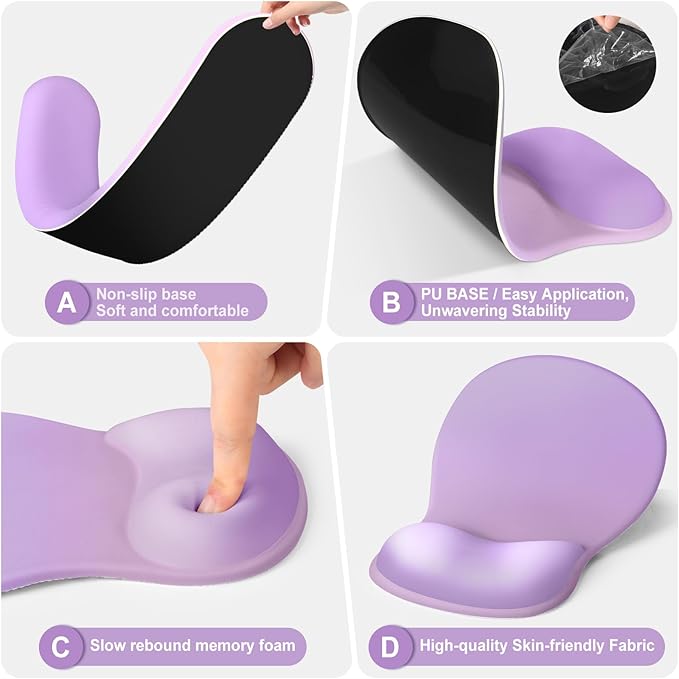4-in-1 Large Gaming Mouse Pad Keyboard Wrist Rest Pad &amp Wrist Support Mousepad Set Extended Desk Pad Waterproof Desk Mat for Home Office Decor Study Game 35.4×15.7 Inches I Purple Pink Lavender