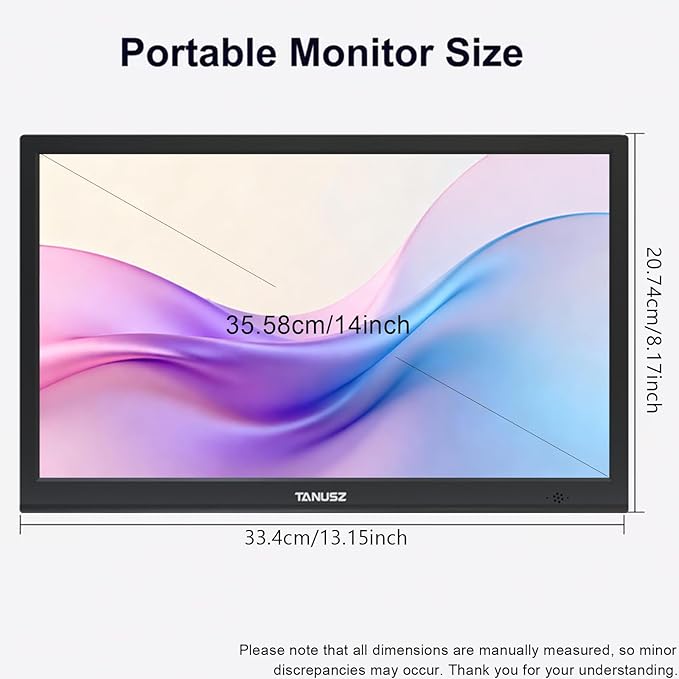 14 Portable Monitor1366*768 HD USB-C HDMI Second External Monitor for LaptopPCMac PhonePSXboxSwichIPS Ultra-Thin Zero Frame Gaming Display