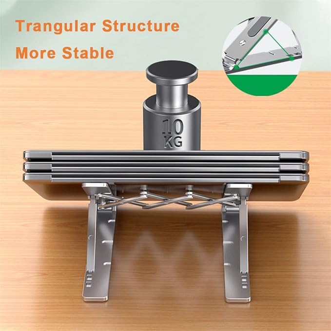 Portable Laptop Cooling Stand 11 to 17.3 Inch Aluminum Alloy Height Adjustable Riser Office Computer Radiator
