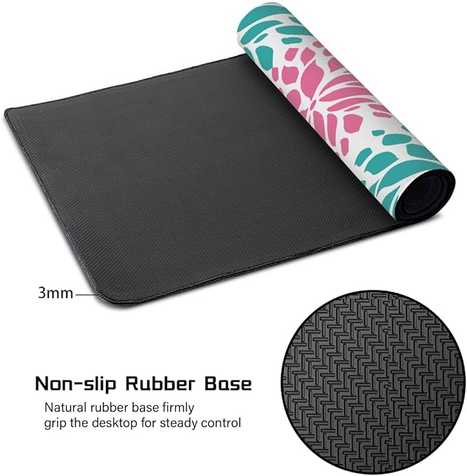 Abstract Art Flower Large Mouse Pad Gaming Mousepad Desk Mat for Desktop Computer Keyboard Waterproof Mouse Mat Desk Pad with Non-Slip Base for Game School Office Home 35.4 x 15.7