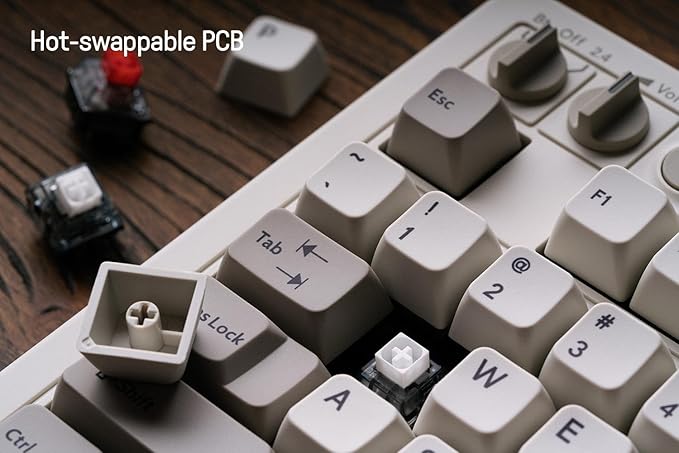 8Bitdo 87 Keys Retro Mechanical Keyboard Bluetooth/2.4G/USB-C Hot Swappable Dual Super Programmable Buttons Volume knob for Windows and Android - M Edition