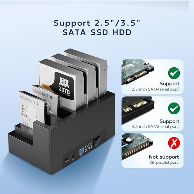 MAIWO 5 Bay External Hard Drive Docking Station for 2.5'' 3.5'' SATA HDD/SSD USB3.0 HDD Dock with Offline Clone 5 Bay Hard Drive Cloner Duplicator 110TB Capacity Expansion