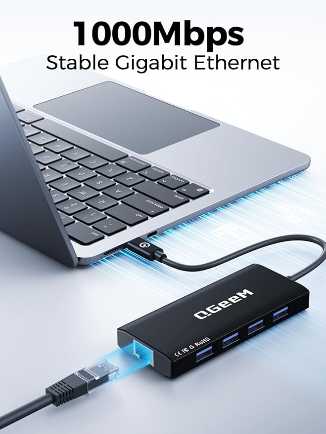 QGeeM USB C Hub Ethernet9 in 1 USB Type C Hub HDMI Multi-Port Converter Adapter100W Pd USB 3.0SD/TF Card ReaderCompatible for MacBook Pro Air Ipad HP Dell Lenovo Chromebook etc.-Black