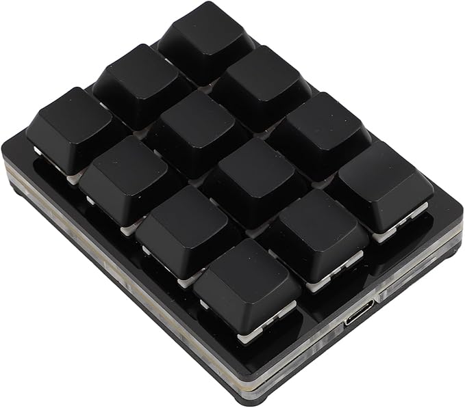 RGB Mini 12 Key Gaming Keyboard USB C Wired Macro Mechanical Keypad Red Switch Shortcut Custom Gaming Keyboard PC Keypad Key Board for Office Work Game (Black)