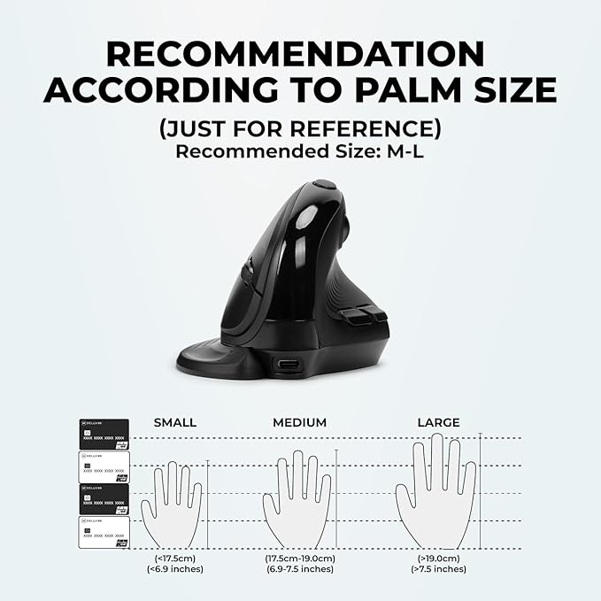DELUX Seeker Ergonomic Mouse Wireless Vertical Mouse with OLED Screen 6 Buttons&ampThumb Wheel Function Silent Click Up to 7200DPI Programmable Rechargeable BT/2.4G/Wired RGB Light(M618XSD-Bl