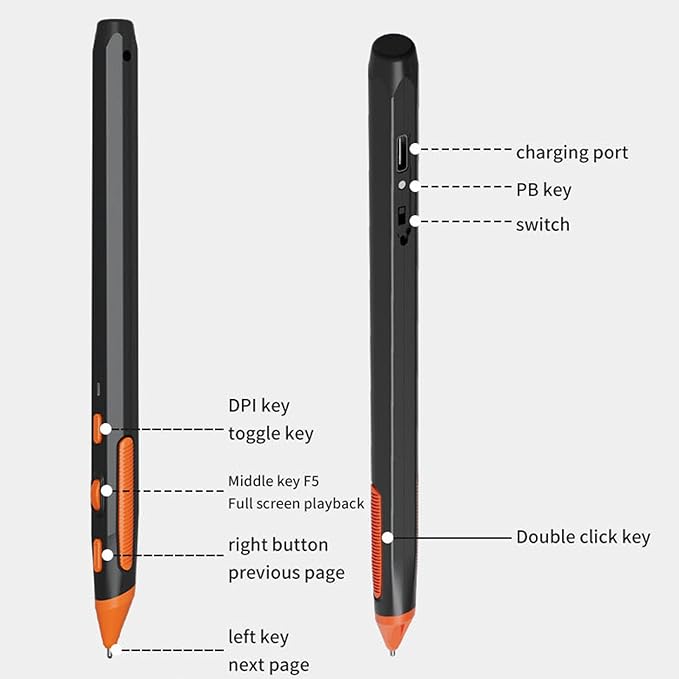 Computer Mouse Pen Ergonomic Pen Mouse DPI 800 1200 1600 Adjustable Pocket Ergonomic 2.4G Wireless Pen Mouse for Laptops Desktops Tablets Smartphones (Black)