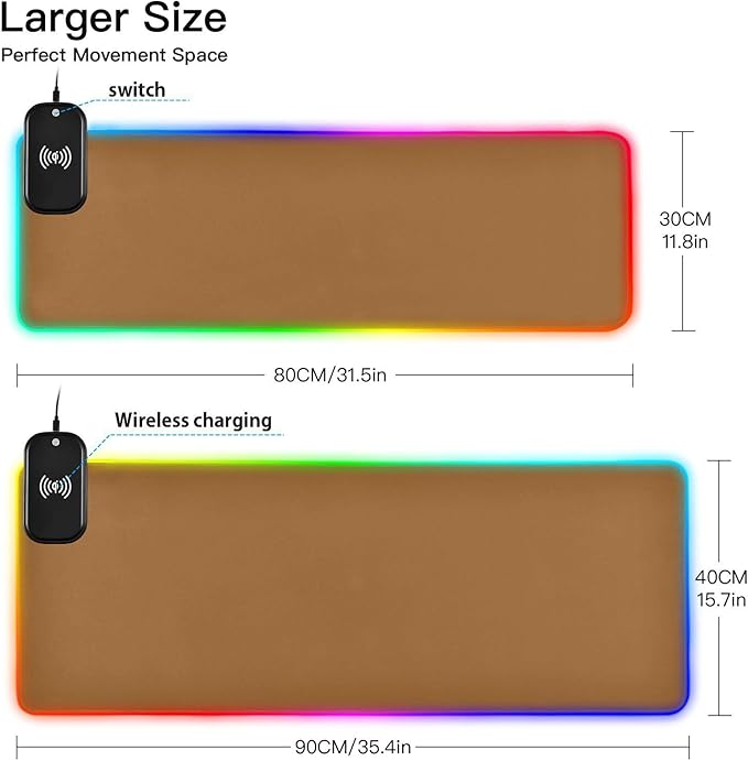 Camel Mouse Pad Gaming Mousepad Non Slip Desk Mat Wireless Charging Computer Mouse Pads RGB Keyboard Mats Pad for Office Desktop Home 35.4 x 15.7 in