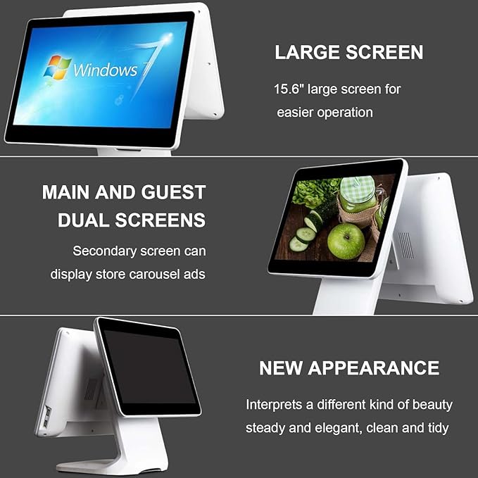 Smart Touch Screen Cash Register Pos15.6 Inch Touch Screen Pc PosCPU N2930 4GB RAM 64GB SSD Windows 10 Pro for Retail Catering Hospitality Singlescreen