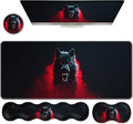 Ergonomic Keyboard Wrist Rest &amp Mouse Pad Wrist Rest SetXL Gaming Desk Mat 31.5x 11.8Non-Slip BaseMemory FoamEasy Typing Pain Relief for Office &amp HomeWolf Red Smoke
