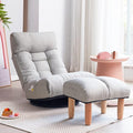 Lazy Sofa with Footstool Swivel Tatami Reclining Chair Comfortable Gaming Chair with Adjustable Headrest Backrest Floor Chair for Gaming Reading and Relaxing