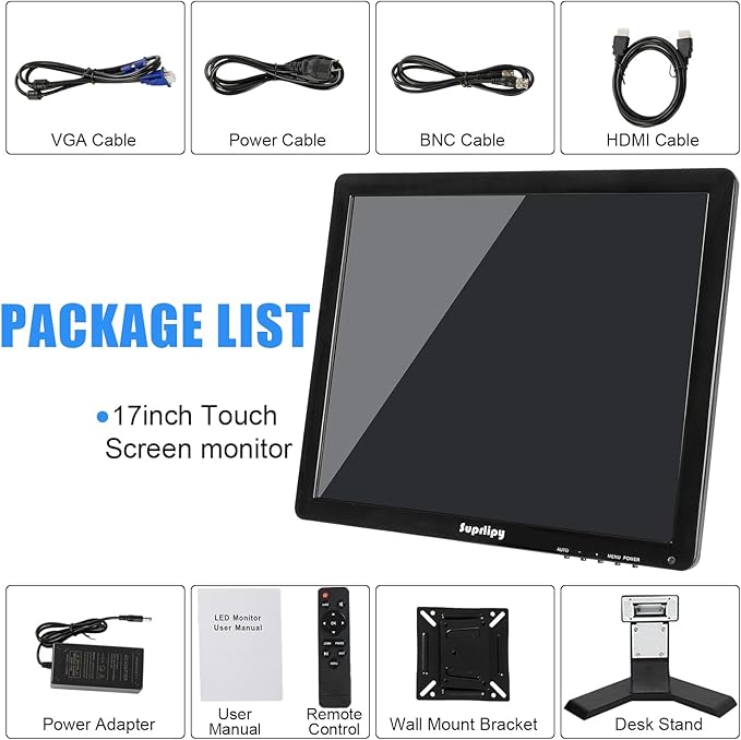 17 Touch Screen 1280x1024 Support HDMI VGA AV USB BNC 10 Capacitive TFT LED Monitor for PC Laptop Xbox PS5 PS4 Switch POS Systems Built-in LoundSpeakers