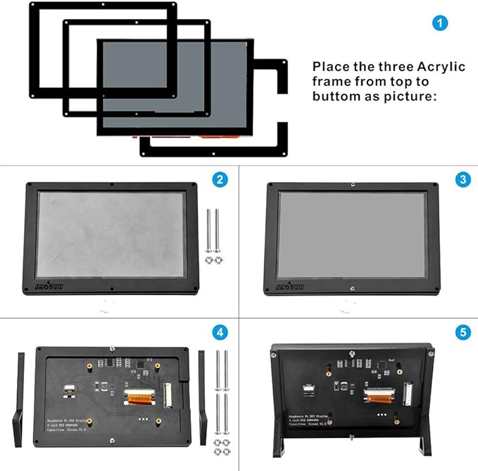 OSOYOO 5-Inch DSI Touch Screen Display Kit for Raspberry Pi 4B 3B 3B+ 2 - RPi 800x480 LCD with Portable Stand Holder Case