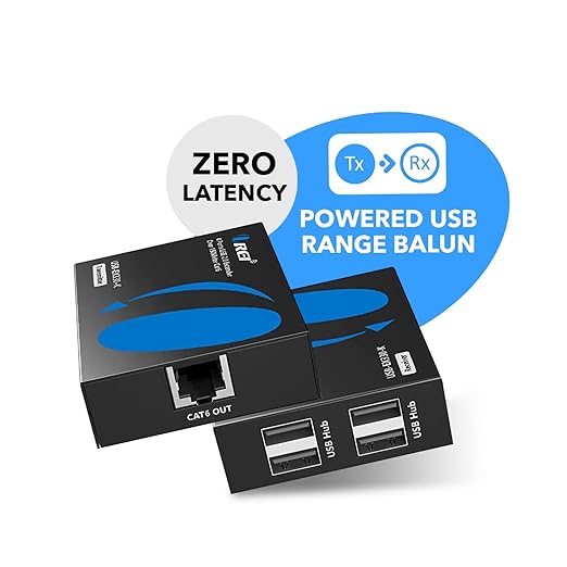 OREI USB Over Ethernet Extender Upto 330 Feet - Extends USB 2.0 Signals Over LAN Ethernet with 2 Ports - Power Over Cable Long Distance Extension &amp Support for all Operating Systems (USB-EX330-K)