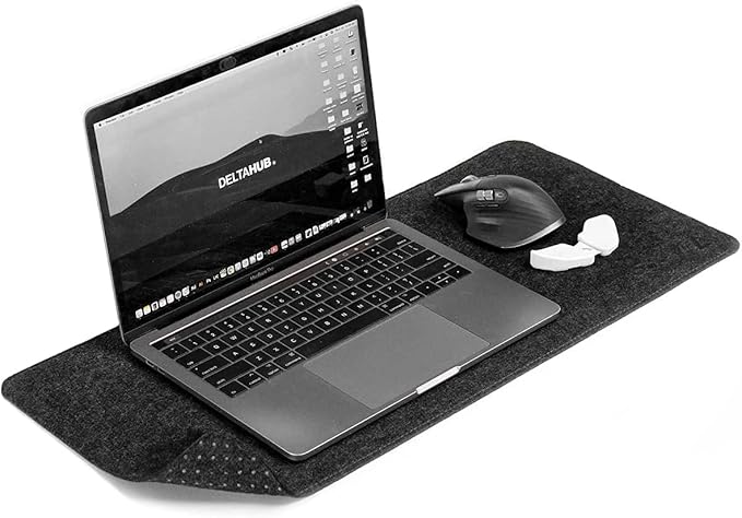 DELTAHUB - Minimalistic Felt Desk Protective Pad Anti-Fray Anti-Slip Easy to Clean Easy Glide Long Lasting Sleek Design Comfortable Resistant Desk Mat PC Mac Laptop - Small (11x25inch)