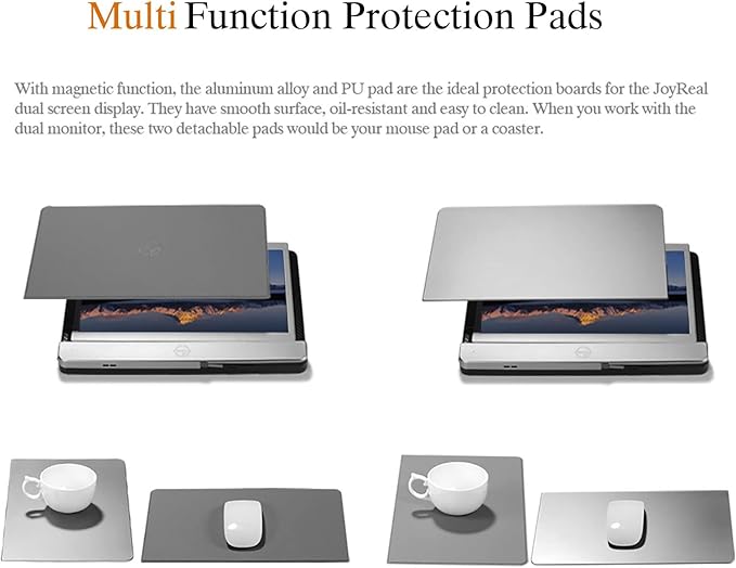 JoyReal Portable Monitor for Laptop Mac USB Dual Laptop Screen Extender 12'' FHD 1080P Second Travel Display for 14.2'' Mackbook Pro