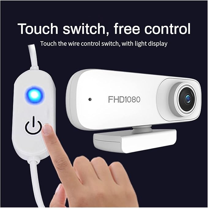 Autofocus 1080P Webcam Cover HD Web Camera with Microphone for Computer Laptop PC Camera for Video Meeting Streaming for Business Meetings (Color : White)