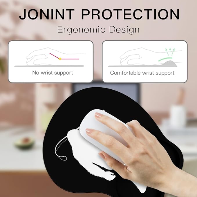 Mousepad Bigfoot Fishing Sasquatch Ergonomic Wrist Support Non-Slip Base Mouse Mat with Wrist Rest Computer Mousemat for Desk Work Accessories Pad