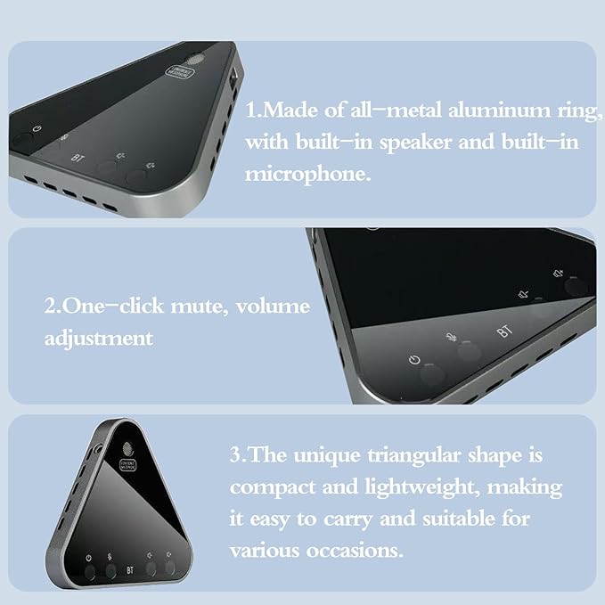 Conference Speaker and Microphone Bluetooth Speakerphone with 360° Voice Pickup USB-C Plug &amp Play Compatible with Leading Platforms for Personal Workspaces