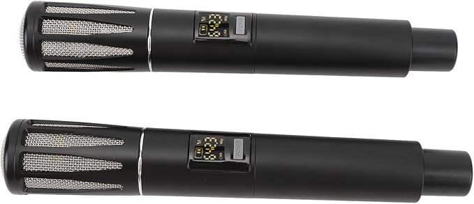 Acouto Professional UHF Cordless Dynamic Mic Microphone System Metal with Rechargeable Receiver 6.35mm F Wedding DJ Party Speech Use 240ft No Tangled Cords Plug and Play (Black)