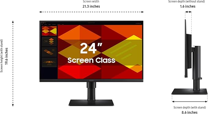 Samsung 24” (S40GD) Borderless Business Monitor with IPS Panel 100Hz Refresh Rate Eye Saver Mode Ergonomic Design Game Picture Mode LS24D408GANXGO
