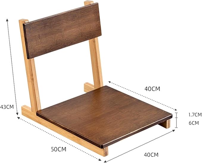BTZHY Floor Chair Wooden Floor Chair Portable Footless Chair with Backrest Tatami Chair Home Windowsill Lazy Person Reclining Chair Outdoor Indoor Reclining Chair(Walnut)