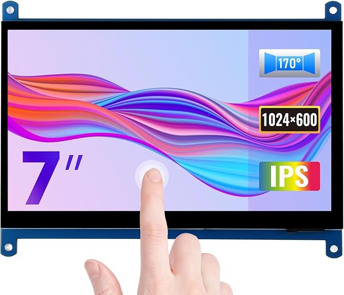 7inch Capacitive Touch Screen LCD for Raspberry Pi 4B/3B+/3A+ BeagleBone Black Banana Pi/Pro 1024×600 Resolution HDMI IPS for Windows 11/10 / 8.1/8 / 7 (7inch HDMI LCD (C))