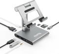 Plugable 8-in-1 USB C Hub for iPad with Stand 100W Pass-Through Charging USB C Docking Station for iPad 1x HDMI 2X USB Audio SD Driverless Compatible with Windows iPadOS Phones Tablets